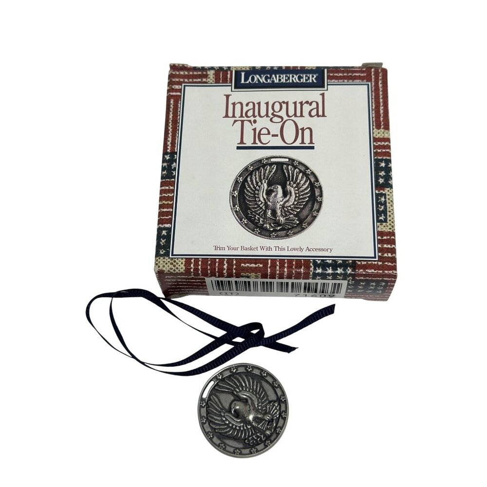 VTG NEW 1996 Longaberger Inaugural Eagle Ceramic Basket Tie-On Patriotic USA